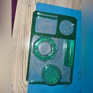4pc Green Glitter Resin rolling tray Set🔮💚